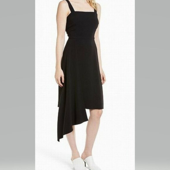 Black Open Back Asymmetrical Party Dress Size 12 - Picture 1 of 2